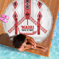 Toitu Te Tiriti Waitangi Beach Blanket White Wharenui House LT9 - Polynesian Pride