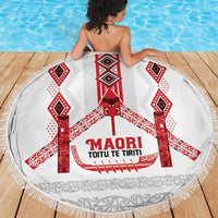 Toitu Te Tiriti Waitangi Beach Blanket White Wharenui House LT9 - Polynesian Pride
