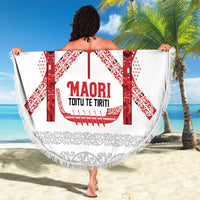 Toitu Te Tiriti Waitangi Beach Blanket White Wharenui House LT9 - Polynesian Pride