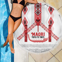 Toitu Te Tiriti Waitangi Beach Blanket White Wharenui House LT9 - Polynesian Pride