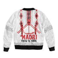 Toitu Te Tiriti Waitangi Bomber Jacket White Wharenui House LT9 - Polynesian Pride