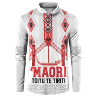 Toitu Te Tiriti Waitangi Button Sweatshirt White Wharenui House LT9 white - Polynesian Pride