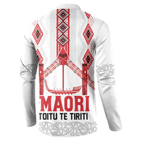 Toitu Te Tiriti Waitangi Button Sweatshirt White Wharenui House LT9 - Polynesian Pride