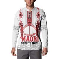Toitu Te Tiriti Waitangi Button Sweatshirt White Wharenui House LT9 - Polynesian Pride