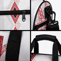 Toitu Te Tiriti Waitangi Duffle Bag White Wharenui House LT9 - Polynesian Pride