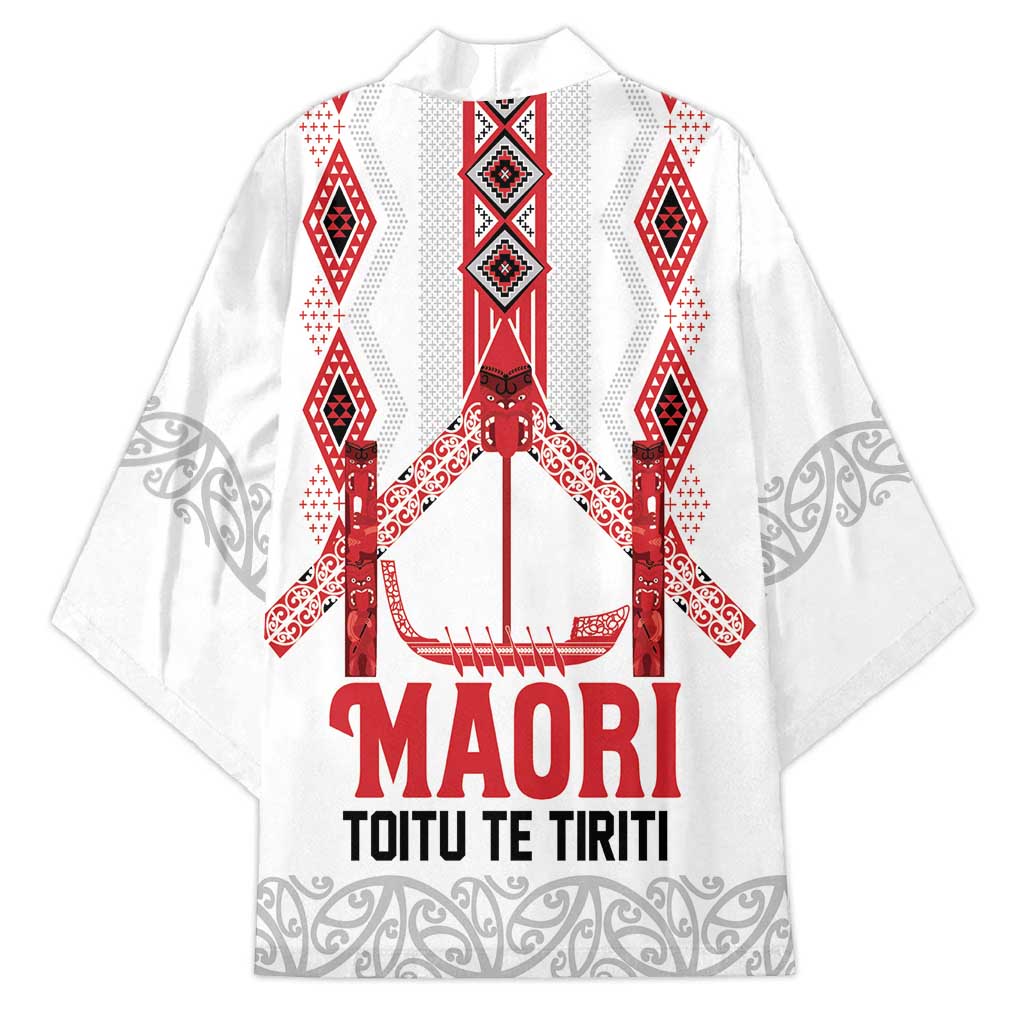 Toitu Te Tiriti Waitangi Kimono White Wharenui House LT9 - Polynesian Pride