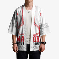 Toitu Te Tiriti Waitangi Kimono White Wharenui House LT9 - Polynesian Pride