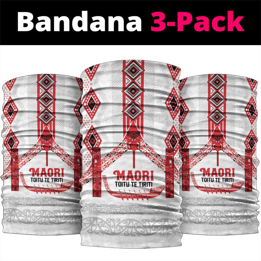 Toitu Te Tiriti Waitangi Neck Gaiter White Wharenui House LT9 package One Size: 25*50cm white - Polynesian Pride