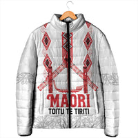 Toitu Te Tiriti Waitangi Padded Jacket White Wharenui House LT9 - Polynesian Pride