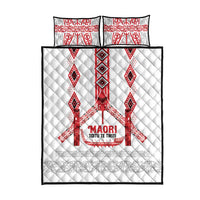 Toitu Te Tiriti Waitangi Quilt Bed Set White Wharenui House LT9 - Polynesian Pride
