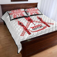 Toitu Te Tiriti Waitangi Quilt Bed Set White Wharenui House LT9 - Polynesian Pride