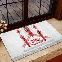 Toitu Te Tiriti Waitangi Rubber Doormat White Wharenui House LT9 - Polynesian Pride