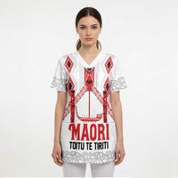 Toitu Te Tiriti Waitangi Scrub Top White Wharenui House LT9 - Polynesian Pride