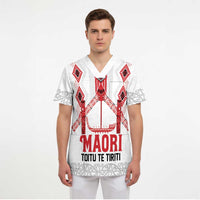 Toitu Te Tiriti Waitangi Scrub Top White Wharenui House LT9 - Polynesian Pride