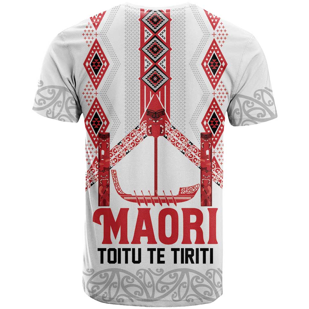 Toitu Te Tiriti Waitangi T Shirt White Wharenui House LT9 - Polynesian Pride