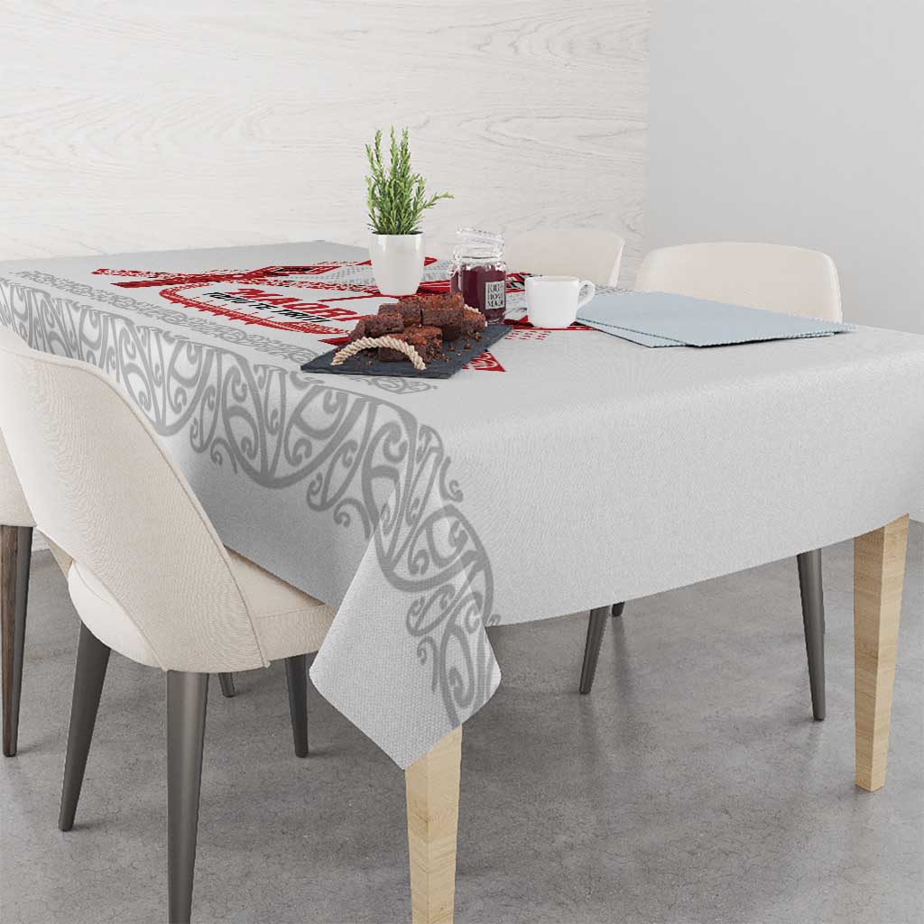 Toitu Te Tiriti Waitangi Tablecloth White Wharenui House LT9 - Polynesian Pride