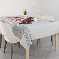 Toitu Te Tiriti Waitangi Tablecloth White Wharenui House LT9 - Polynesian Pride