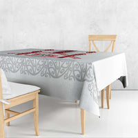 Toitu Te Tiriti Waitangi Tablecloth White Wharenui House LT9 - Polynesian Pride