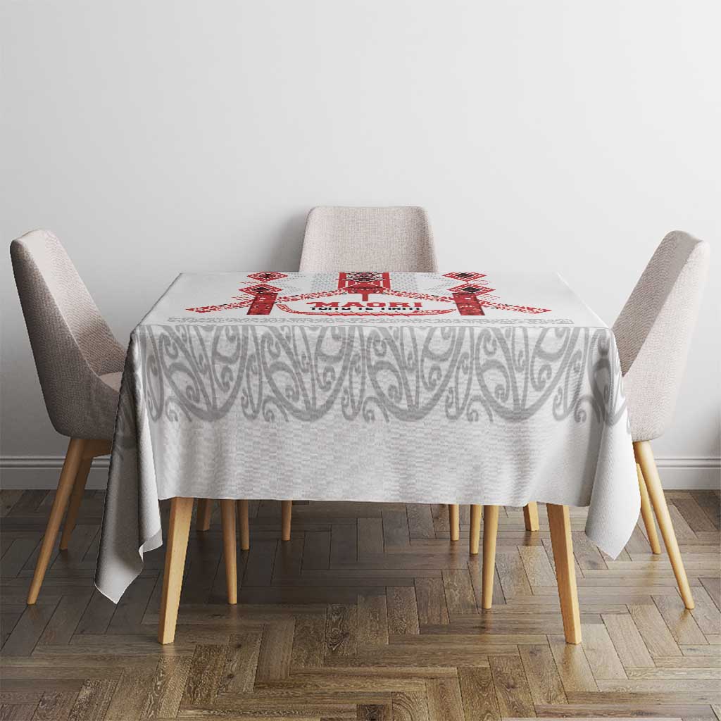 Toitu Te Tiriti Waitangi Tablecloth White Wharenui House LT9 - Polynesian Pride