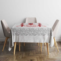 Toitu Te Tiriti Waitangi Tablecloth White Wharenui House LT9 - Polynesian Pride