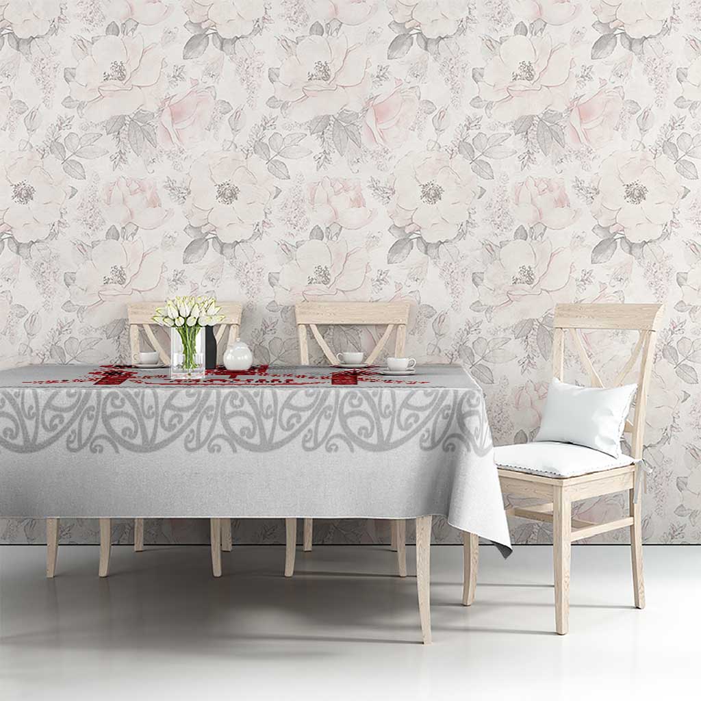 Toitu Te Tiriti Waitangi Tablecloth White Wharenui House LT9 - Polynesian Pride