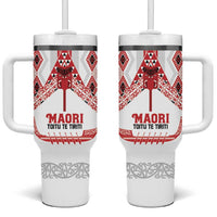 Toitu Te Tiriti Waitangi Tumbler With Handle White Wharenui House LT9 One Size: 40 oz white - Polynesian Pride