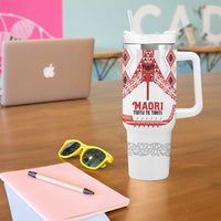 Toitu Te Tiriti Waitangi Tumbler With Handle White Wharenui House LT9 - Polynesian Pride