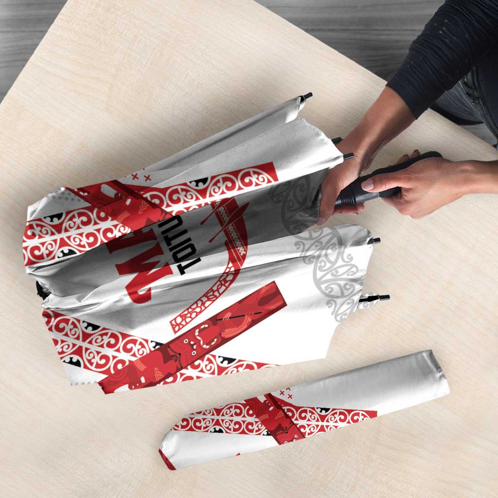 Toitu Te Tiriti Waitangi Umbrella White Wharenui House LT9 - Polynesian Pride