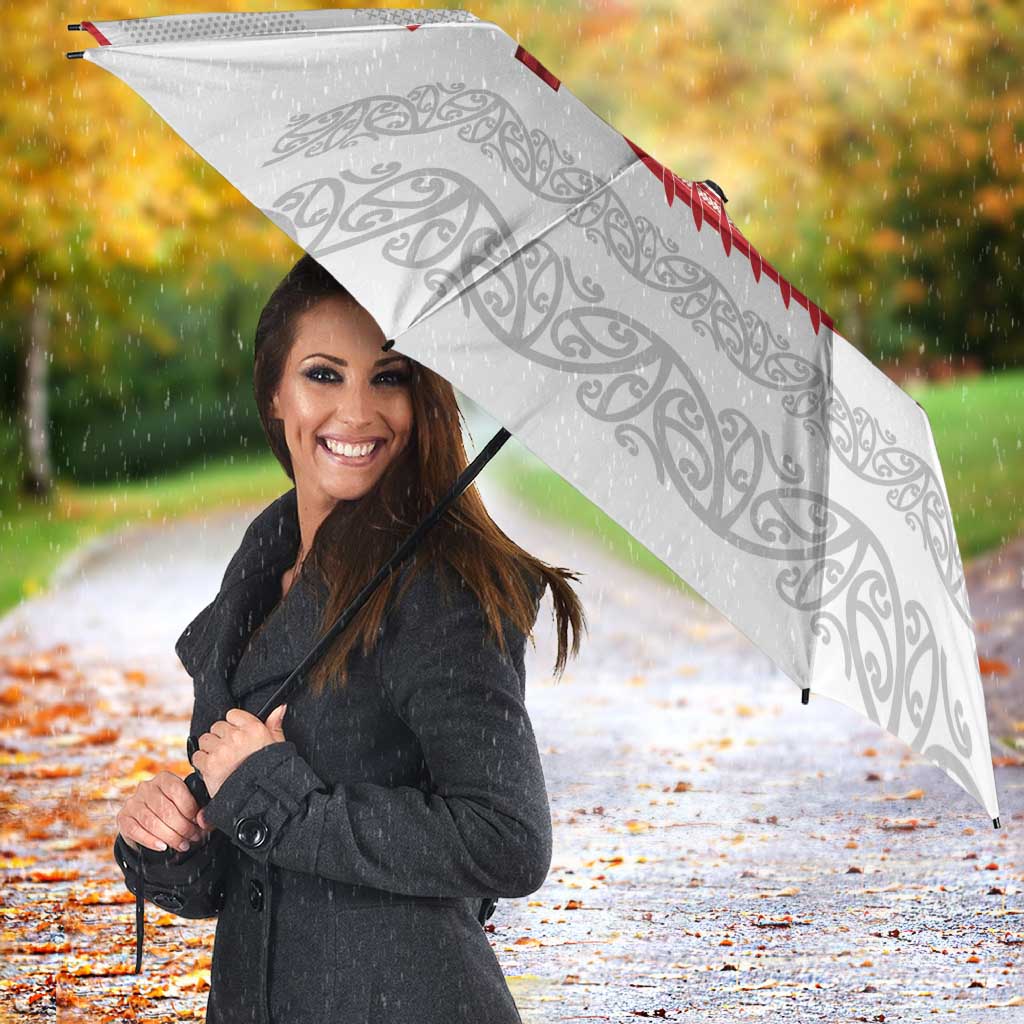 Toitu Te Tiriti Waitangi Umbrella White Wharenui House LT9 - Polynesian Pride