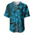 Vintage Tonga Tribal Ngatu Pattern Baseball Jersey With Pacific Floral Aqua Art