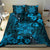 Vintage Tonga Tribal Ngatu Pattern Bedding Set With Pacific Floral Aqua Art