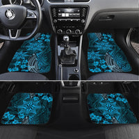 Vintage Tonga Tribal Ngatu Pattern Car Mats With Pacific Floral Aqua Art LT9 Set 4pcs Aqua - Polynesian Pride