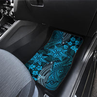 Vintage Tonga Tribal Ngatu Pattern Car Mats With Pacific Floral Aqua Art LT9 - Polynesian Pride
