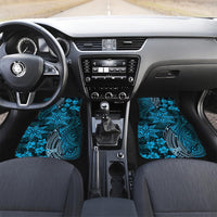 Vintage Tonga Tribal Ngatu Pattern Car Mats With Pacific Floral Aqua Art LT9 Set 2pcs - Front Aqua - Polynesian Pride