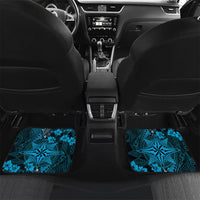 Vintage Tonga Tribal Ngatu Pattern Car Mats With Pacific Floral Aqua Art LT9 Set 2pcs - Back Aqua - Polynesian Pride