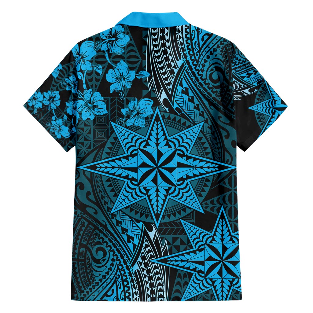 Vintage Tonga Tribal Ngatu Pattern Hawaiian Shirt With Pacific Floral Aqua Art LT9 - Polynesian Pride