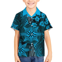 Vintage Tonga Tribal Ngatu Pattern Hawaiian Shirt With Pacific Floral Aqua Art LT9 - Polynesian Pride