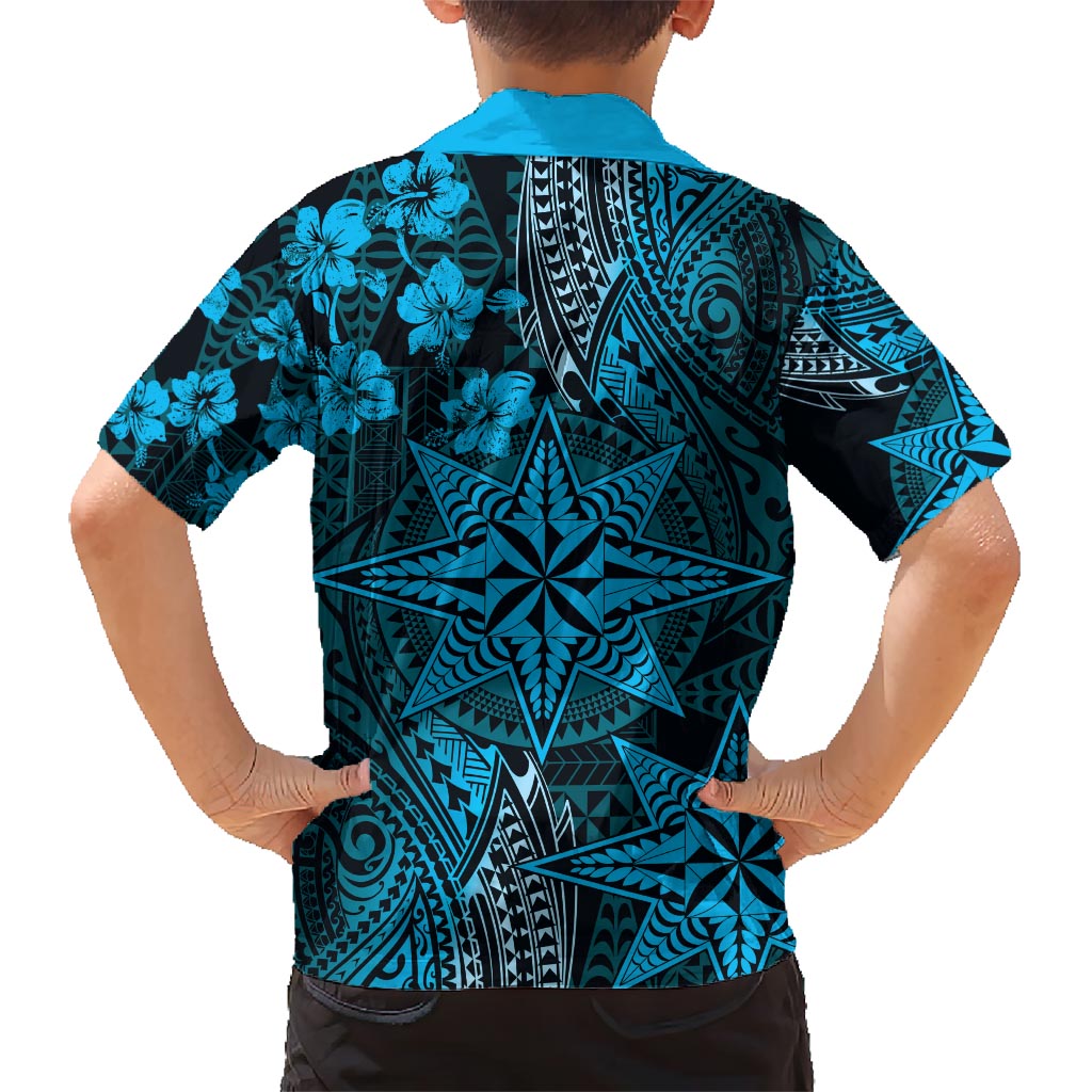 Vintage Tonga Tribal Ngatu Pattern Hawaiian Shirt With Pacific Floral Aqua Art LT9 - Polynesian Pride