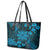 Vintage Tonga Tribal Ngatu Pattern Leather Tote Bag With Pacific Floral Aqua Art