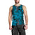 Vintage Tonga Tribal Ngatu Pattern Men Tank Top With Pacific Floral Aqua Art