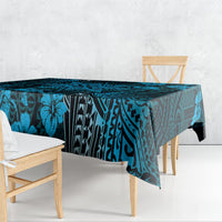 Vintage Tonga Tribal Ngatu Pattern Tablecloth With Pacific Floral Aqua Art LT9 - Polynesian Pride