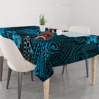 Vintage Tonga Tribal Ngatu Pattern Tablecloth With Pacific Floral Aqua Art LT9 - Polynesian Pride