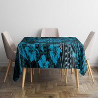 Vintage Tonga Tribal Ngatu Pattern Tablecloth With Pacific Floral Aqua Art LT9 - Polynesian Pride