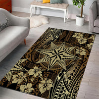 Vintage Tonga Tribal Ngatu Pattern Area Rug With Pacific Floral Brown Art LT9 - Polynesian Pride