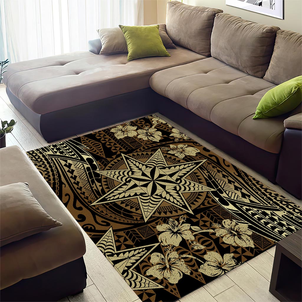 Vintage Tonga Tribal Ngatu Pattern Area Rug With Pacific Floral Brown Art LT9 - Polynesian Pride