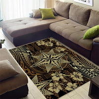 Vintage Tonga Tribal Ngatu Pattern Area Rug With Pacific Floral Brown Art LT9 - Polynesian Pride