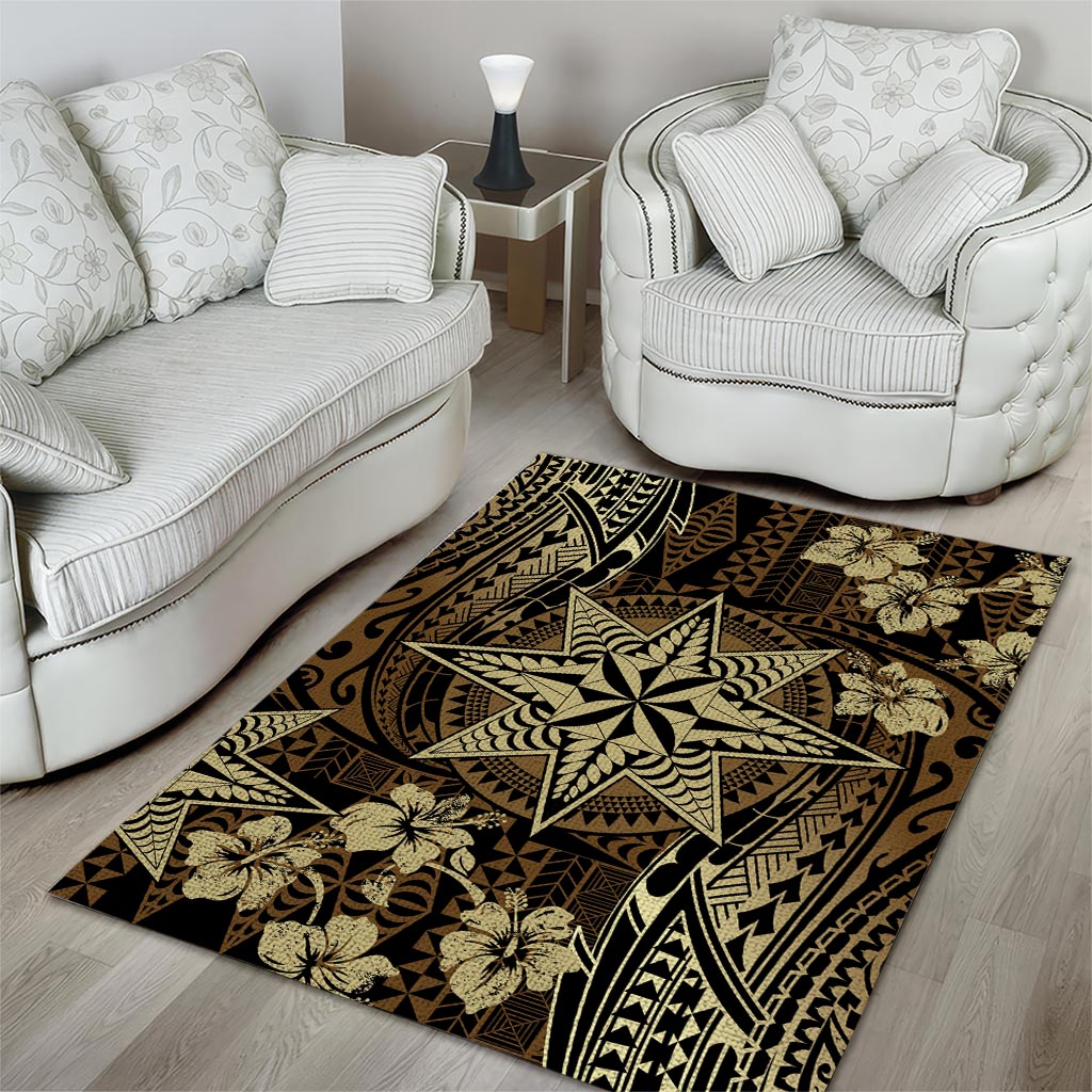 Vintage Tonga Tribal Ngatu Pattern Area Rug With Pacific Floral Brown Art LT9 - Polynesian Pride
