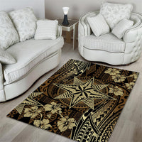 Vintage Tonga Tribal Ngatu Pattern Area Rug With Pacific Floral Brown Art LT9 - Polynesian Pride
