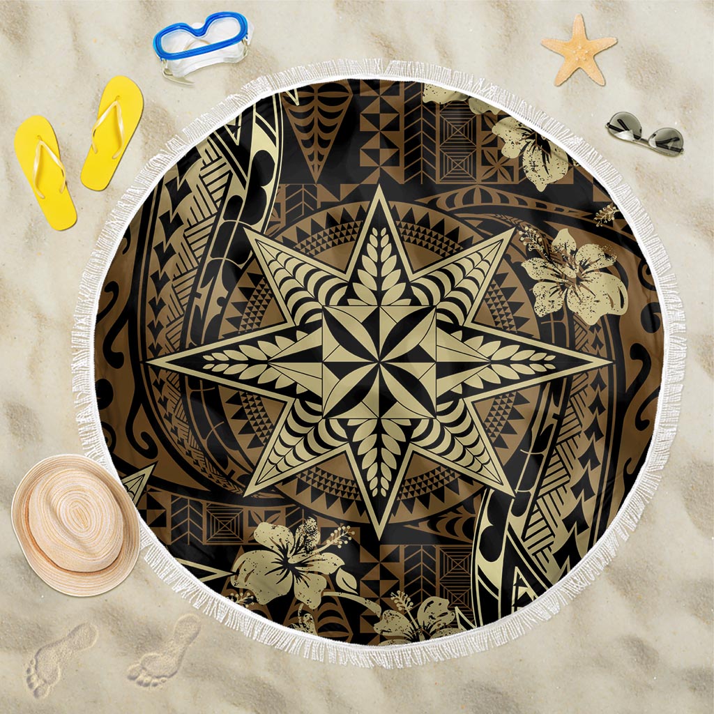 Vintage Tonga Tribal Ngatu Pattern Beach Blanket With Pacific Floral Brown Art LT9 One Size 150cm Brown - Polynesian Pride