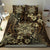 Vintage Tonga Tribal Ngatu Pattern Bedding Set With Pacific Floral Brown Art